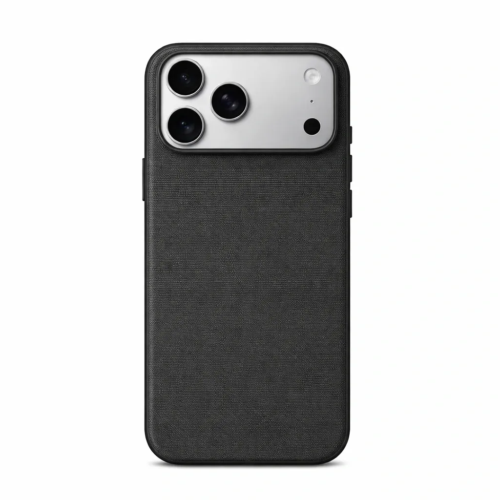 Sleek black smartphone case close-up.webp